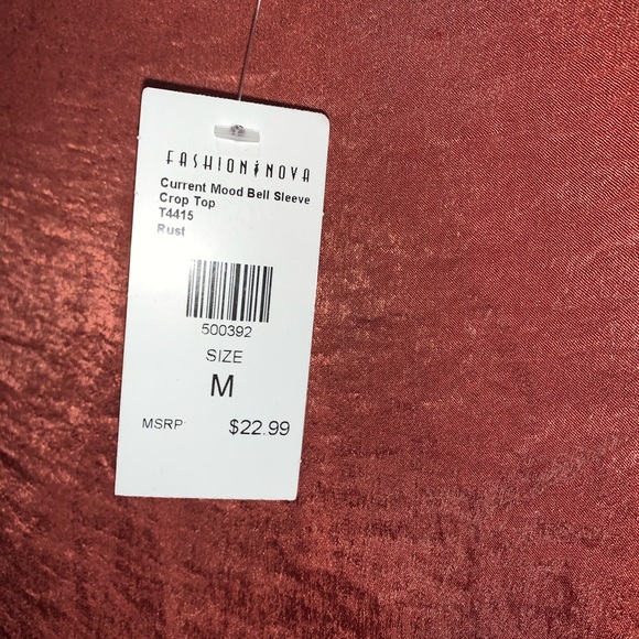 NWT FASHION NOVA CURRENT MOOD BELL SLEEVE CROP TOP - Picture 4 of 4